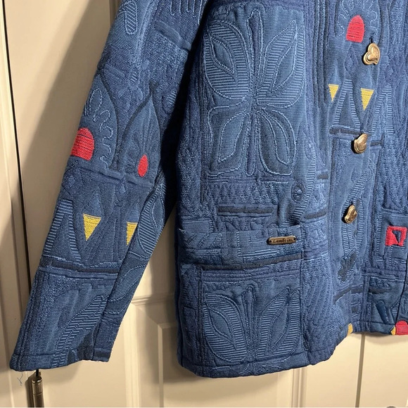 Lambrini Womens Multicolor Floral Pockets Long Sleeve Casual Jacket Sz S Blue - Picture 2 of 12